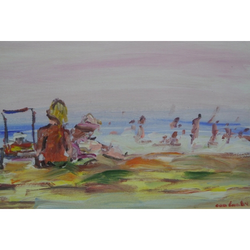 67 - Marie Carroll  'At the beach' pastels 24x29cm, signed H24 x30cm