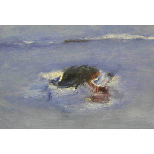 73 - Charlo Quaine 'Sea Surf, Ardmore Bay' oil on board, 25x30cm, signed