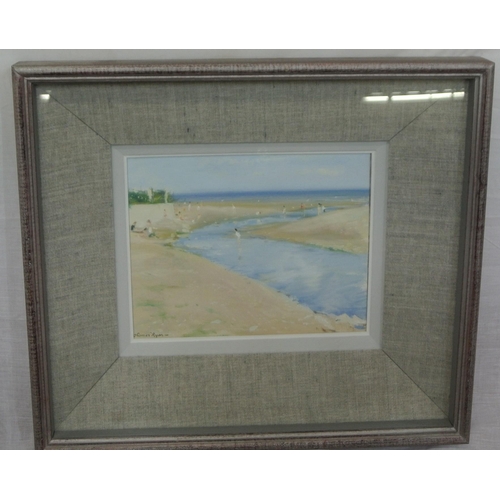 75 - Thomas Ryan PRHA 'Beach scene' oil on board 18x23cm, signed