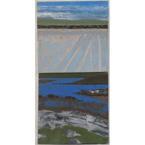 8 - DP Anderson 'Hebridean beach & Coastline' pair of oils on canvas, 30x30cm each, initialled