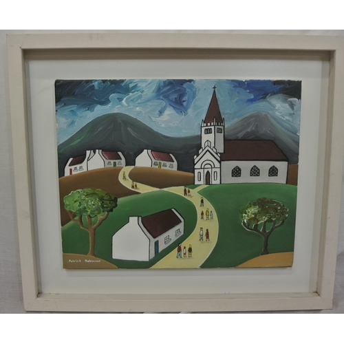 93 - Patrick Robinson 'Going to Mass' oil on canvas, 40x50cm, signed