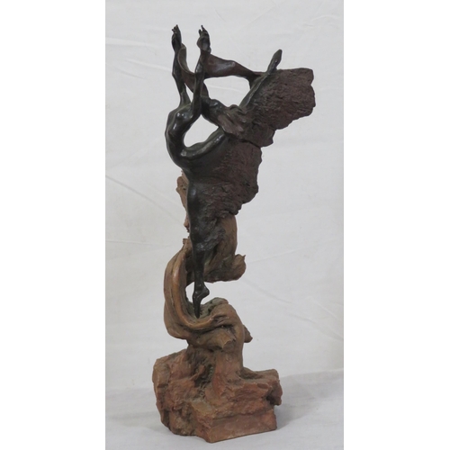 94 - Josep Bofil (Spanish 1942) 'Nude dancer' bronze & timber sculpture, 32 cm