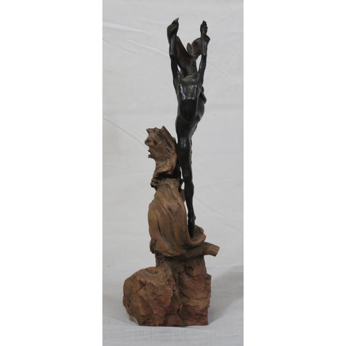 94 - Josep Bofil (Spanish 1942) 'Nude dancer' bronze & timber sculpture, 32 cm