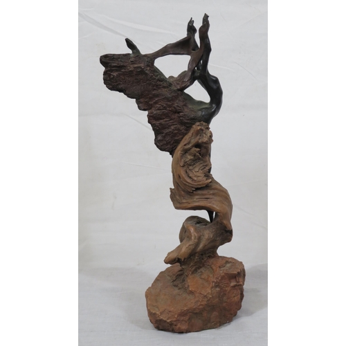 94 - Josep Bofil (Spanish 1942) 'Nude dancer' bronze & timber sculpture, 32 cm