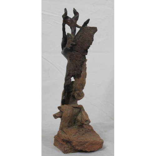 94 - Josep Bofil (Spanish 1942) 'Nude dancer' bronze & timber sculpture, 32 cm