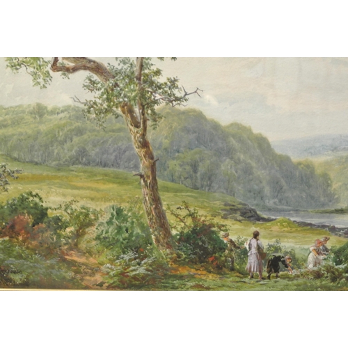 95 - John Faulkner RHA (1835-1894)
'Among the Blackberries'
Watercolour on paper 97x43cm, 
Signed and ins... 
