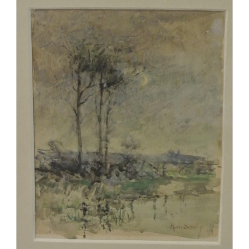 97 - Harry Scully R.H.A. (1863–1935)
'Reflections, Crescent Moon' Watercolour on paper, 20x16cm, Signed a... 
