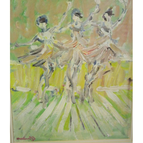 58 - Marie Carroll 'Dancers' oil on board 30x24cm, signed