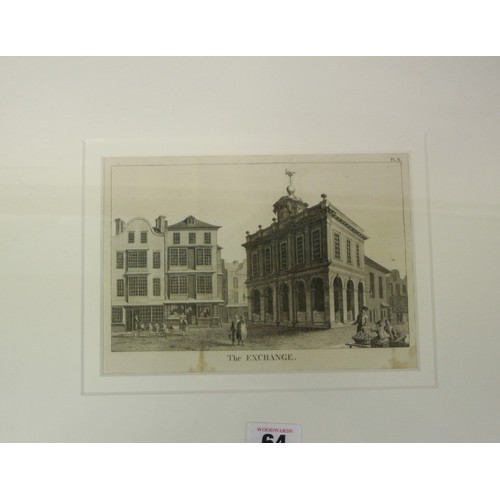 64 - Irish school 'The Exchange, Cork' lithograph, 14x18cm
