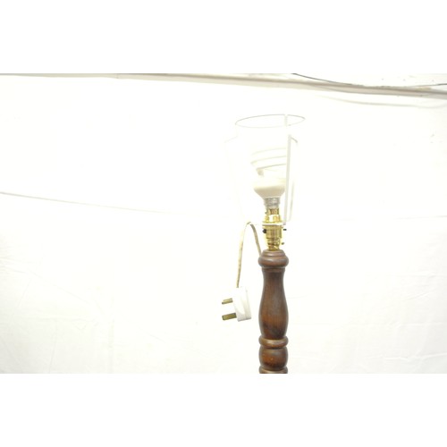 303 - Tall mahogany standard lamp with ball turned column