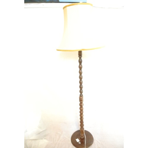 303 - Tall mahogany standard lamp with ball turned column