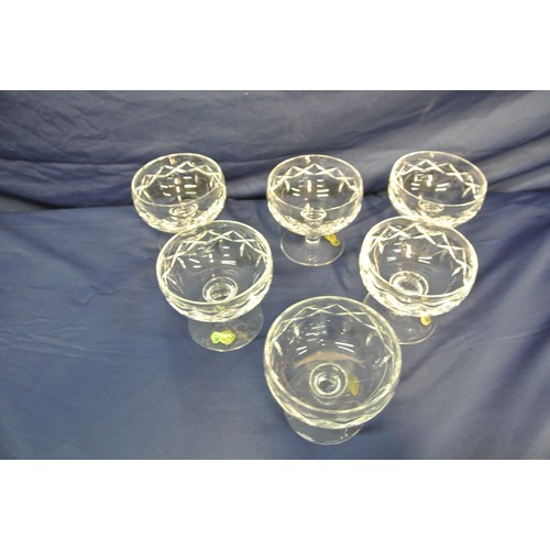 333 - Set of 6 Waterford Crystal champagne coup glasses with knop stems and round bases