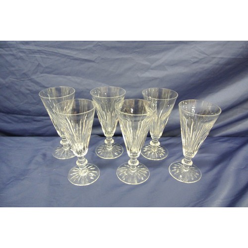 337 - Set of 6 Waterford Crystal cut glass wine glasses with knop stems and round bases