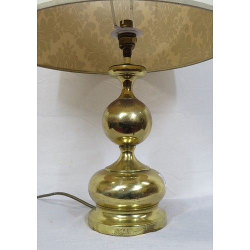 283 - Brass electric lamp with ball column and round base