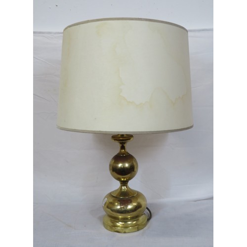 283 - Brass electric lamp with ball column and round base