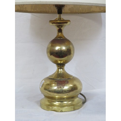 283 - Brass electric lamp with ball column and round base