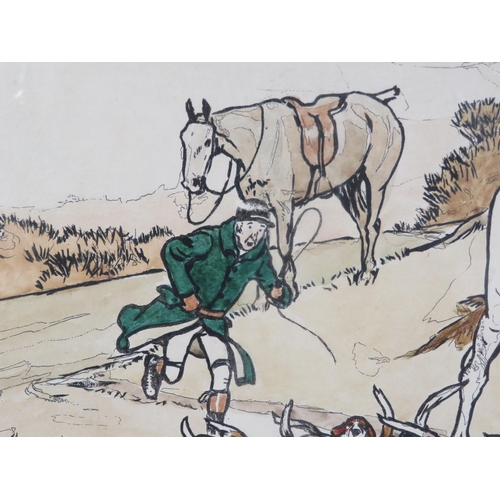 5 - Cecil Alden 'Hunting scene' coloured print, 36x60cm, signed