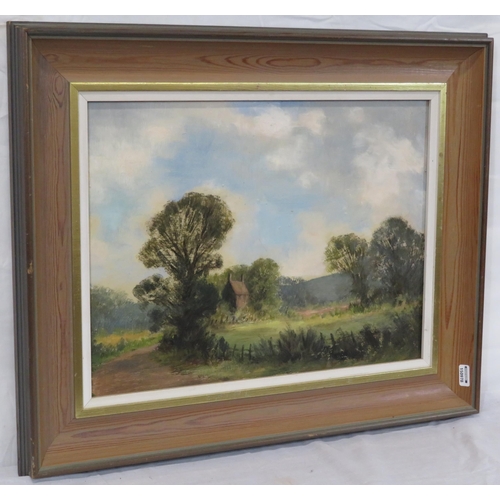 9 - English school 'Rural view' oil on board, 29x39cm, signed