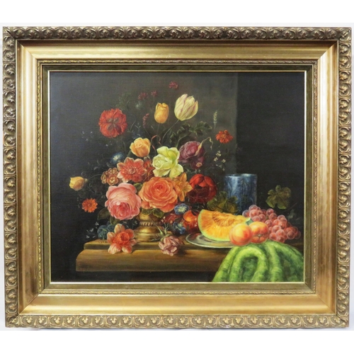 24 - Van Bruyn 'Still life study' oil on canvas, 50x60cm, signed verso