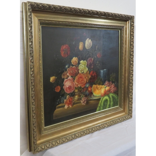 24 - Van Bruyn 'Still life study' oil on canvas, 50x60cm, signed verso