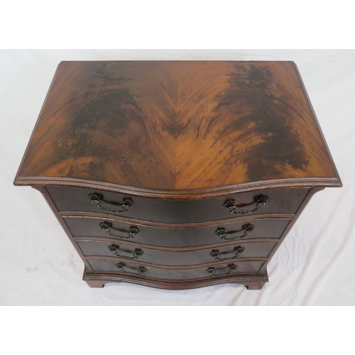 146 - Edwardian mahogany serpentine fronted chest of 4 drawers with drop handles, on bracket feet