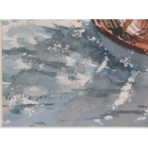 55 - Ken Hayes 'A sunny sail' watercolour, 26x33cm, signed