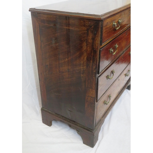 100 - Georgian mahogany chest of 4 drawers of graduating sizes, with brass drop handles, on bracket feet