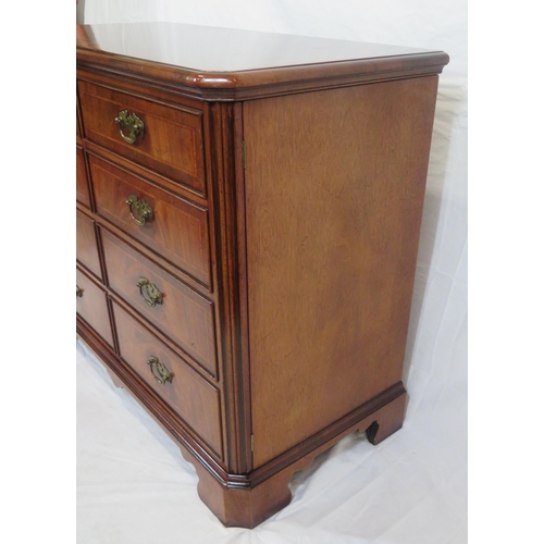 110 - Edwardian design inlaid mahogany bachelors desk with lift-up lid, fake drawer, doors enclosing fitte... 