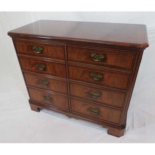 110 - Edwardian design inlaid mahogany bachelors desk with lift-up lid, fake drawer, doors enclosing fitte... 