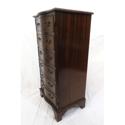 111 - Edwardian style mahogany serpentine fronted chest of 6 drawers with drop handles, on bracket feet