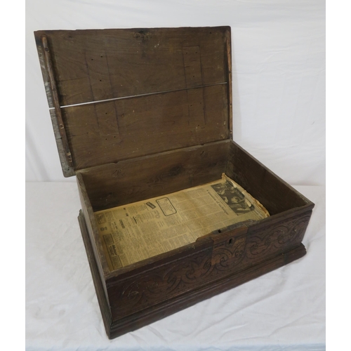 114 - Jacobean style oak bible box with foliate decoration