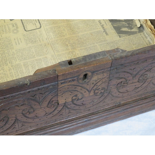 114 - Jacobean style oak bible box with foliate decoration