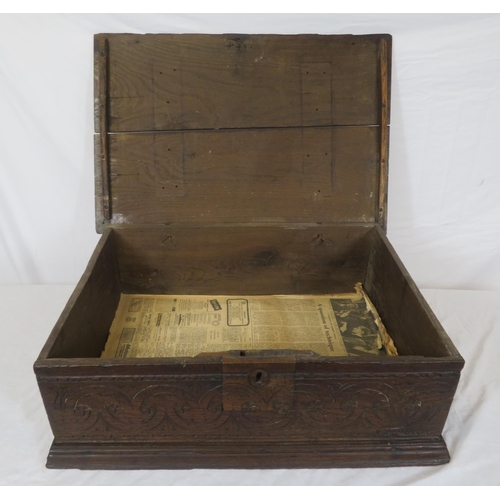 114 - Jacobean style oak bible box with foliate decoration