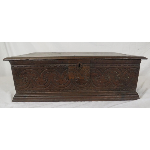 114 - Jacobean style oak bible box with foliate decoration