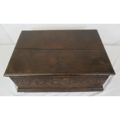 114 - Jacobean style oak bible box with foliate decoration