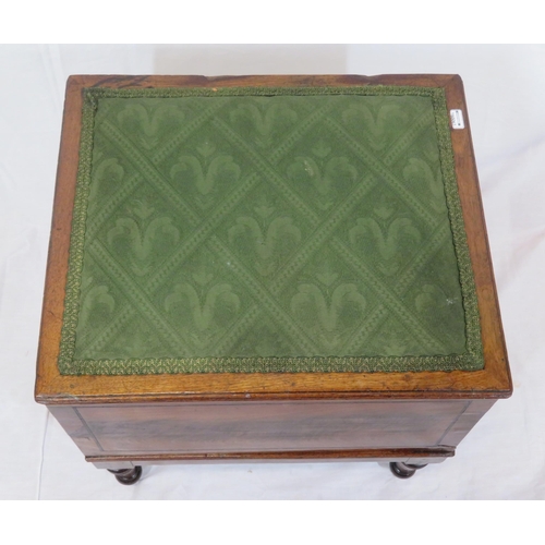 122 - Edwardian inlaid mahogany library steps with pull-out base & upholstered top