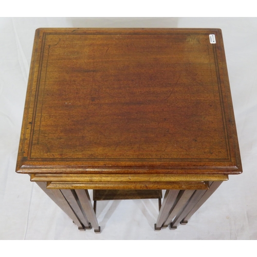 131 - Quarteto nest of crossbanded mahogany tables with inlaid square tapering legs & spade feet