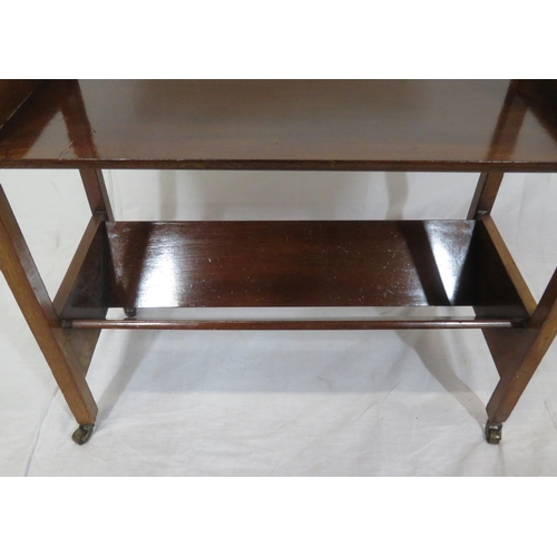 161 - Edwardian 3 tier occasional table with square legs & castors