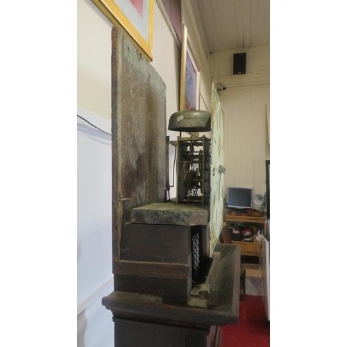 170 - Georgian mahogany & oak longcase clock with scroll pediment, enamelled dial with foliate decoration,... 