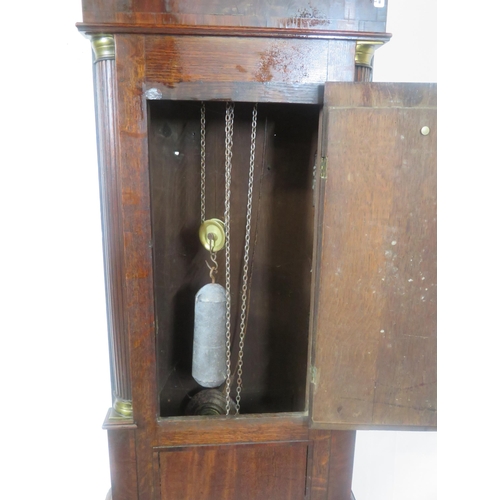 170 - Georgian mahogany & oak longcase clock with scroll pediment, enamelled dial with foliate decoration,... 