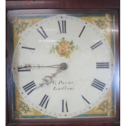 170 - Georgian mahogany & oak longcase clock with scroll pediment, enamelled dial with foliate decoration,... 