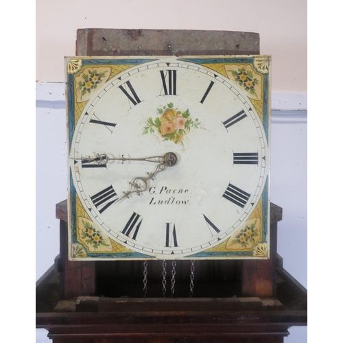 170 - Georgian mahogany & oak longcase clock with scroll pediment, enamelled dial with foliate decoration,... 