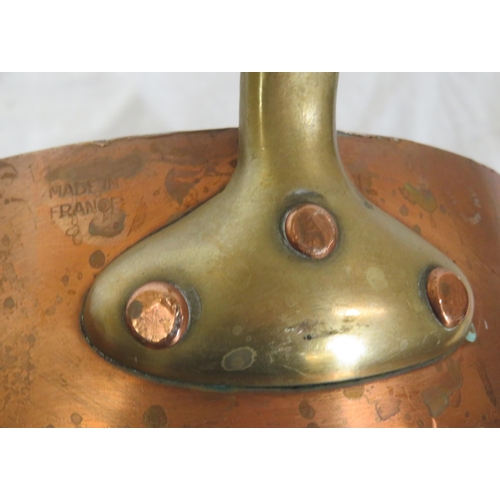 177 - 3 Georgian style heavy copper pans with shaped handles