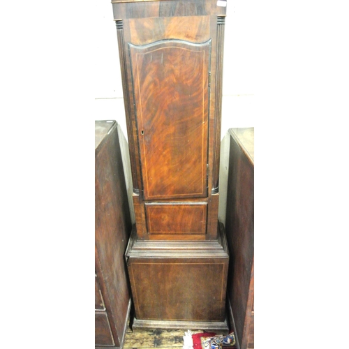 190 - Georgian mahogany longcase clock with domed glazed door, nano dial with country & foliate decoration... 