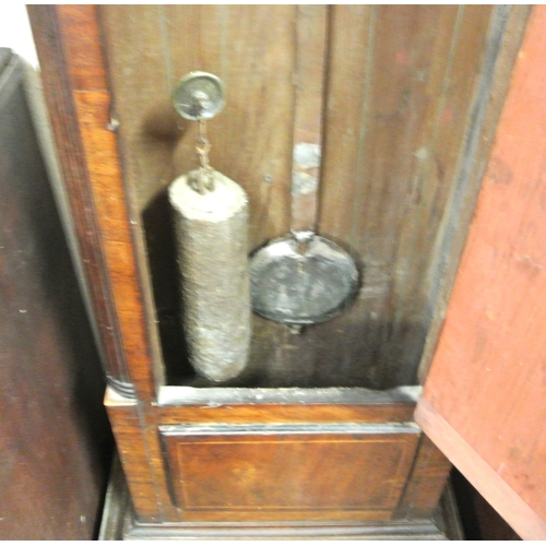 190 - Georgian mahogany longcase clock with domed glazed door, nano dial with country & foliate decoration... 