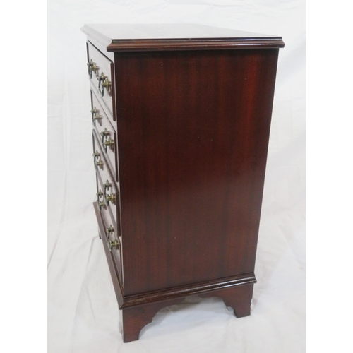 191 - Edwardian design inlaid small chest of 4 drawers with drop handles with drop handles, on bracket fee... 