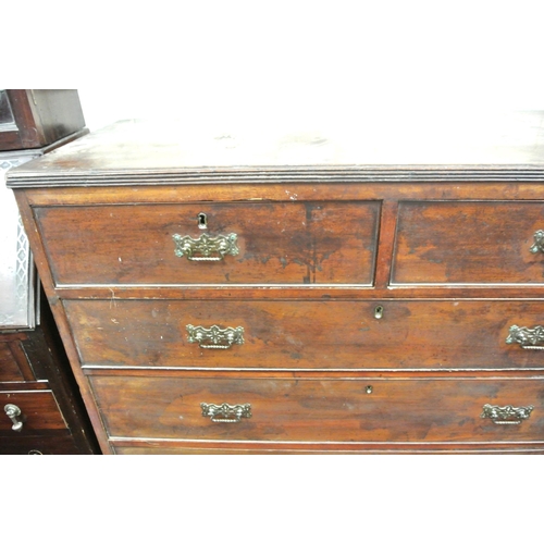 195 - Georgian mahogany chest of 2 short & 3 long drawers with ornate drop handles & pierced back plates, ... 