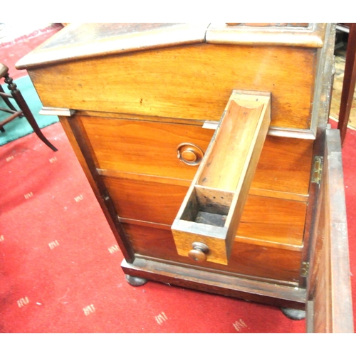 199 - Victorian mahogany davenport with scroll pierced gallery, leather inset, interior with drawers, side... 