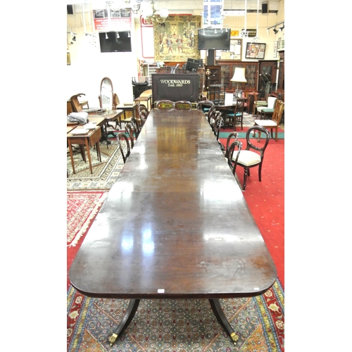 260 - 5 section Edwardian style mahogany boardroom table, each section raised on vase turned columns with ... 