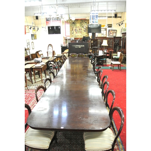 260 - 5 section Edwardian style mahogany boardroom table, each section raised on vase turned columns with ... 